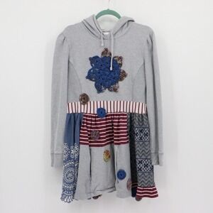 Patchwork Hoodie Dress Women's Size 16 Long Sleeve Casual Knit Boho Warm Winter